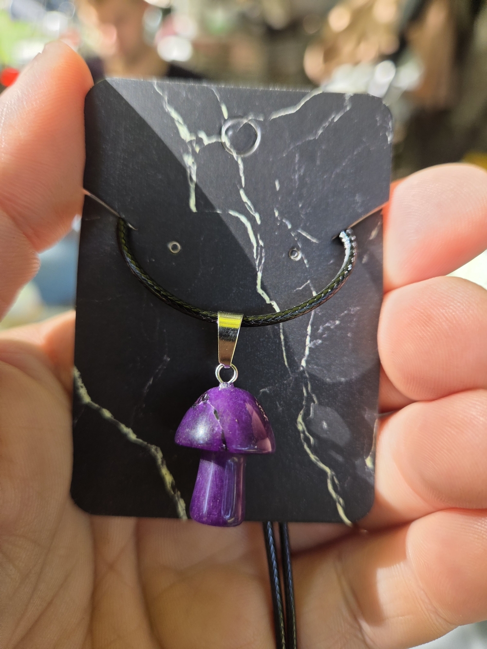 Purple Mushroom Stone Pendant Necklace - Women’s Jewelry